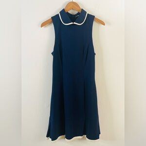 Alex & Trixie Navy and White trimmed Collared Dress